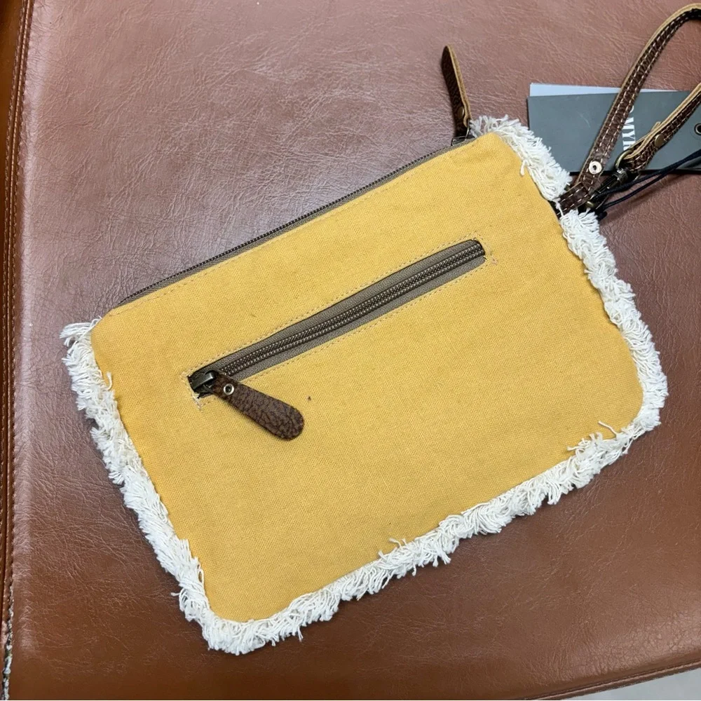 Myra Bag Amber Harvest Embroidered Pouch In Sunshine Tan Wristlet - Picture 3 of 7